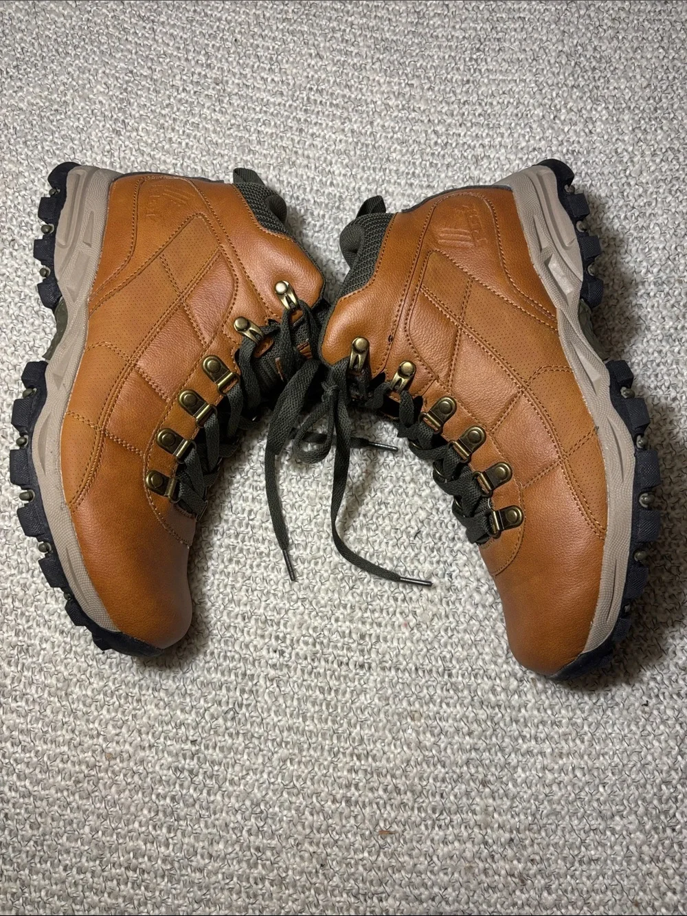 RBX Men's Nitro Tan Leather Hiking Outdoor Trek Boots with Olive Accents